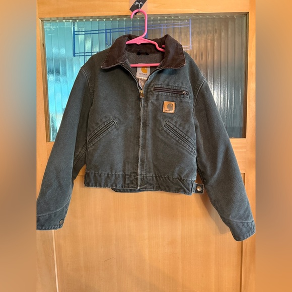 CARHARTT Detroit Jacket Sherpa Lined Kids Medium 8 MOS Moss Green USA - Picture 1 of 4